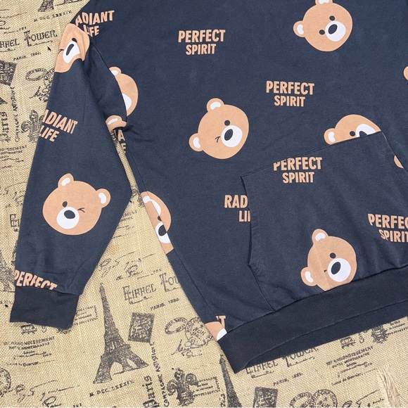 House Brand Bears Faces Perfect Spirit Dark Grey Hoodie Sweater Size M - Picture 2 of 13